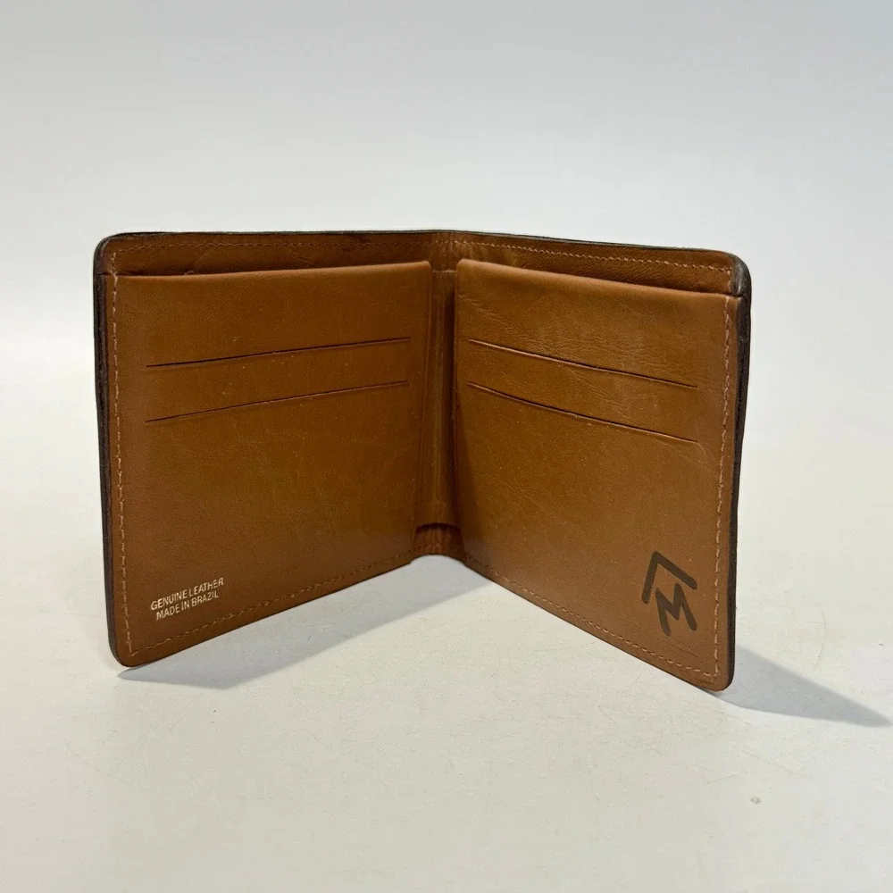 Vintage 90s Genuine‎ Brown Leather Bi-Fold Wallet Made in Brazil Marlboro Miles